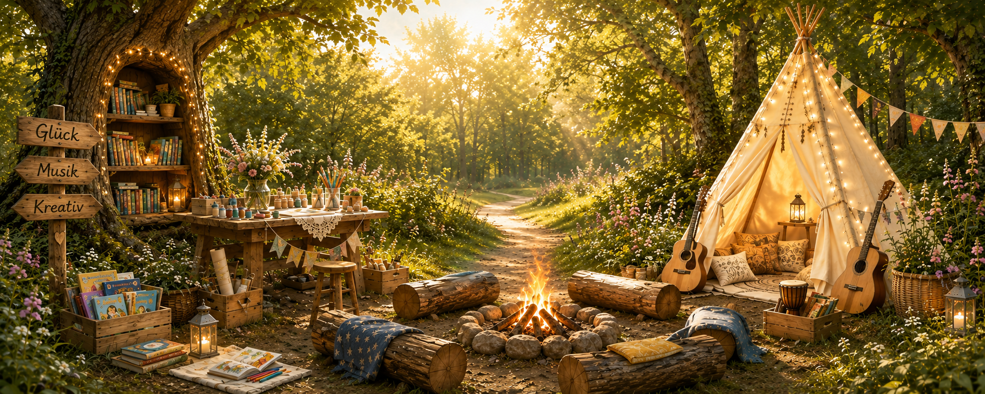 Camp Forestbird – Lichtung mit Lagerfeuer